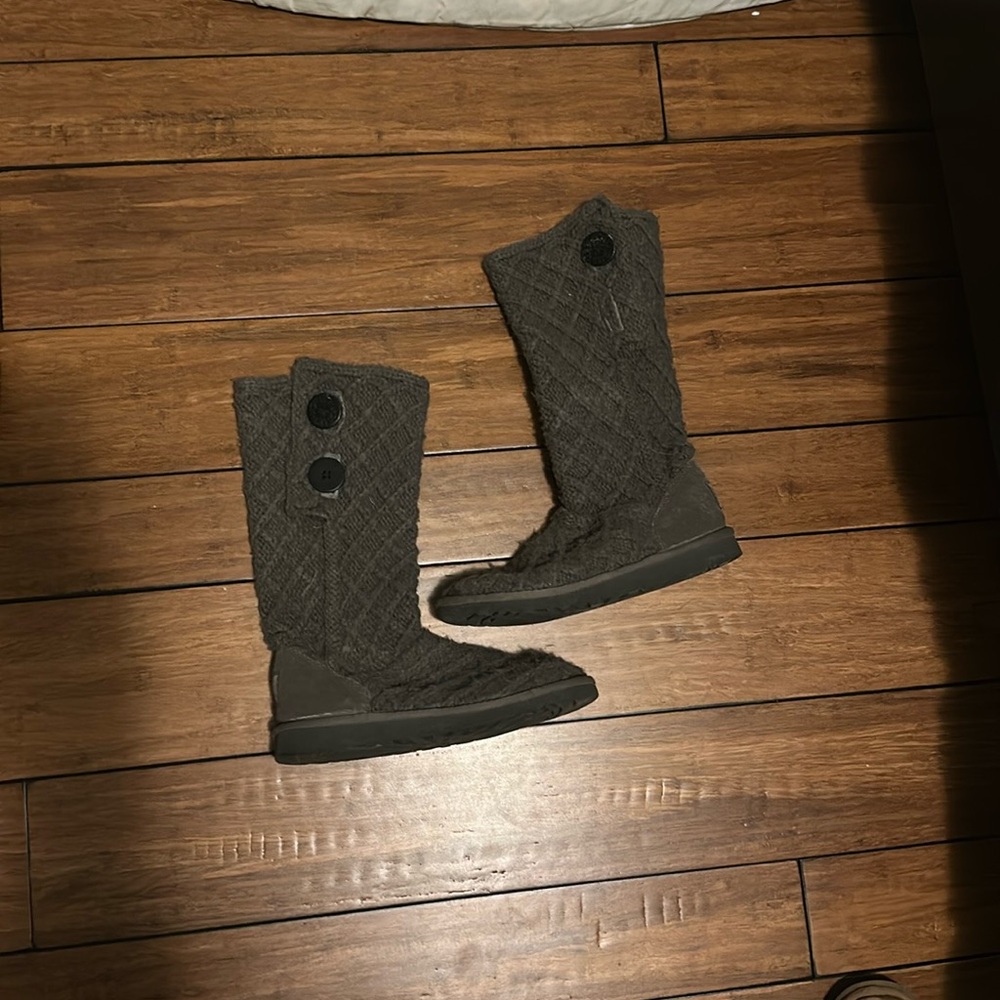 Ugg Sweater Boots Button Grey